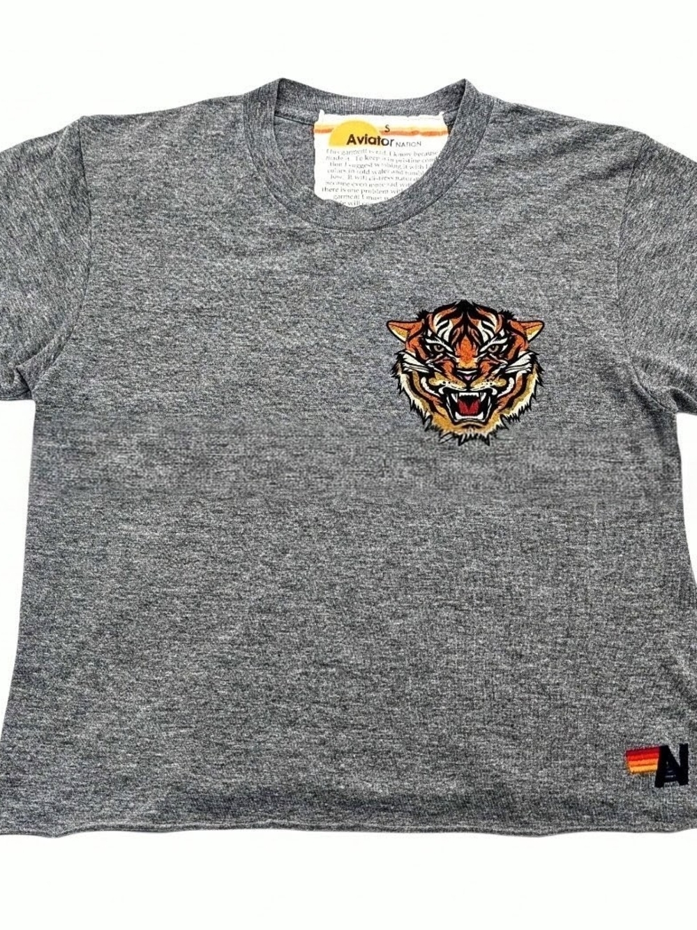 Rare Aviator Nation Tiger Boyfriend Tee Grey Size Small